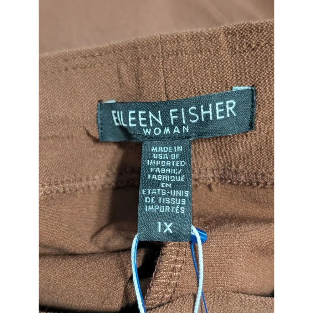 Eileen Fisher 1X Nutmeg Washable Stretch Crepe Slim Ankle Pants Womens USA Made - Picture 12 of 15